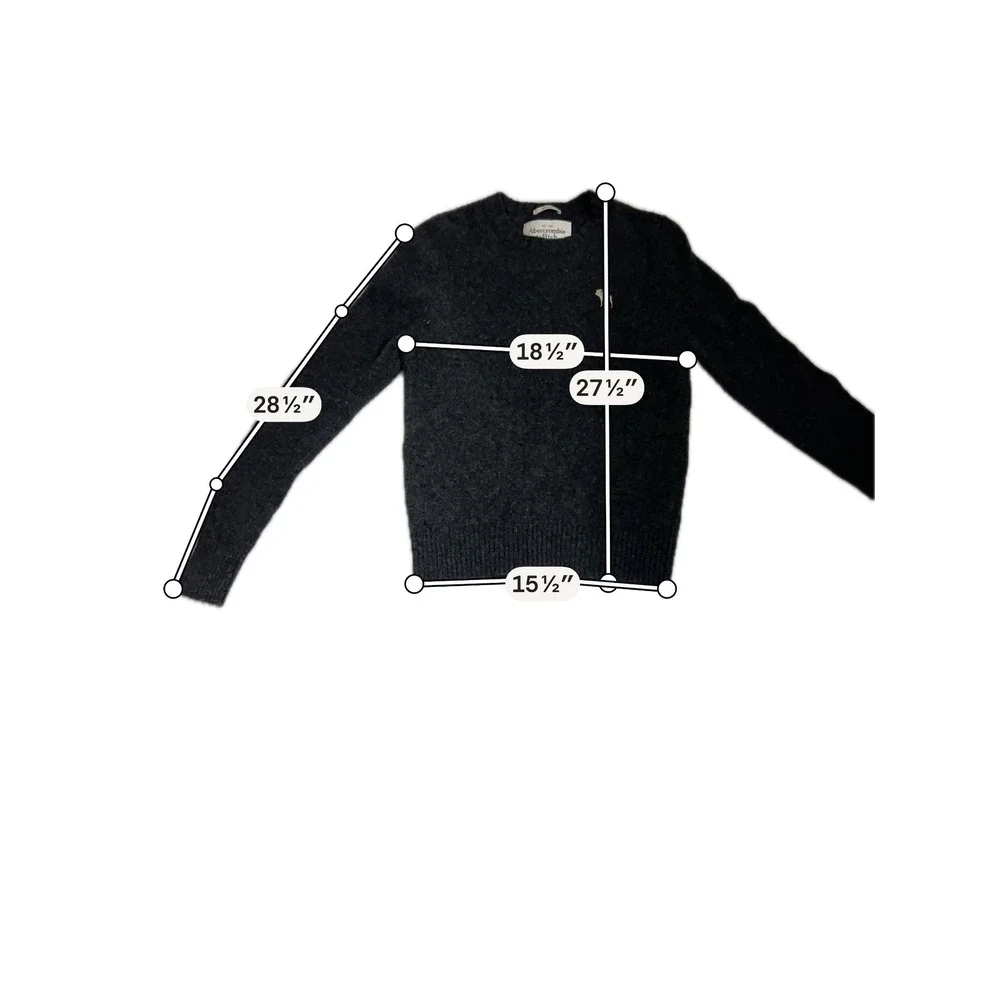 Abercrombie‎ & Fitch Mens Wool Muscle Crewneck Sweater Grey Moose Logo Large